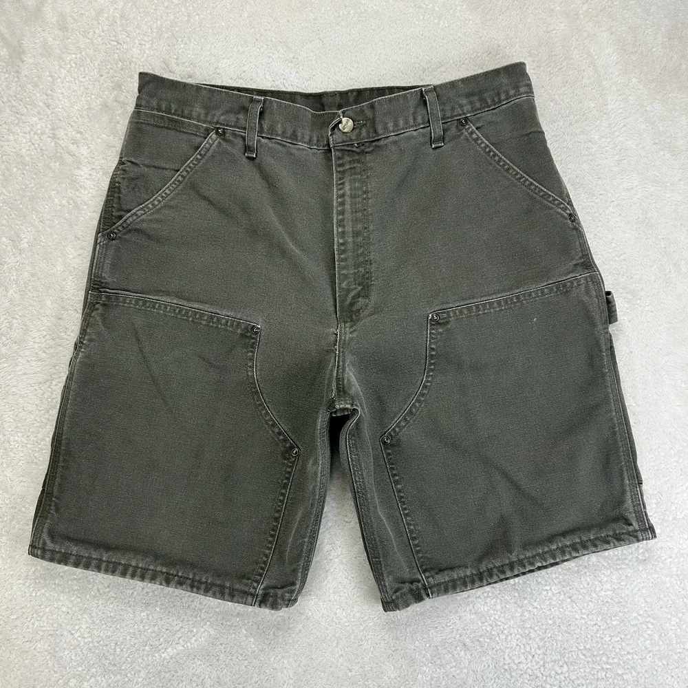 Vintage Carhartt Double Knee Carpenter Work Shorts B80 Green 36 Made In USA
